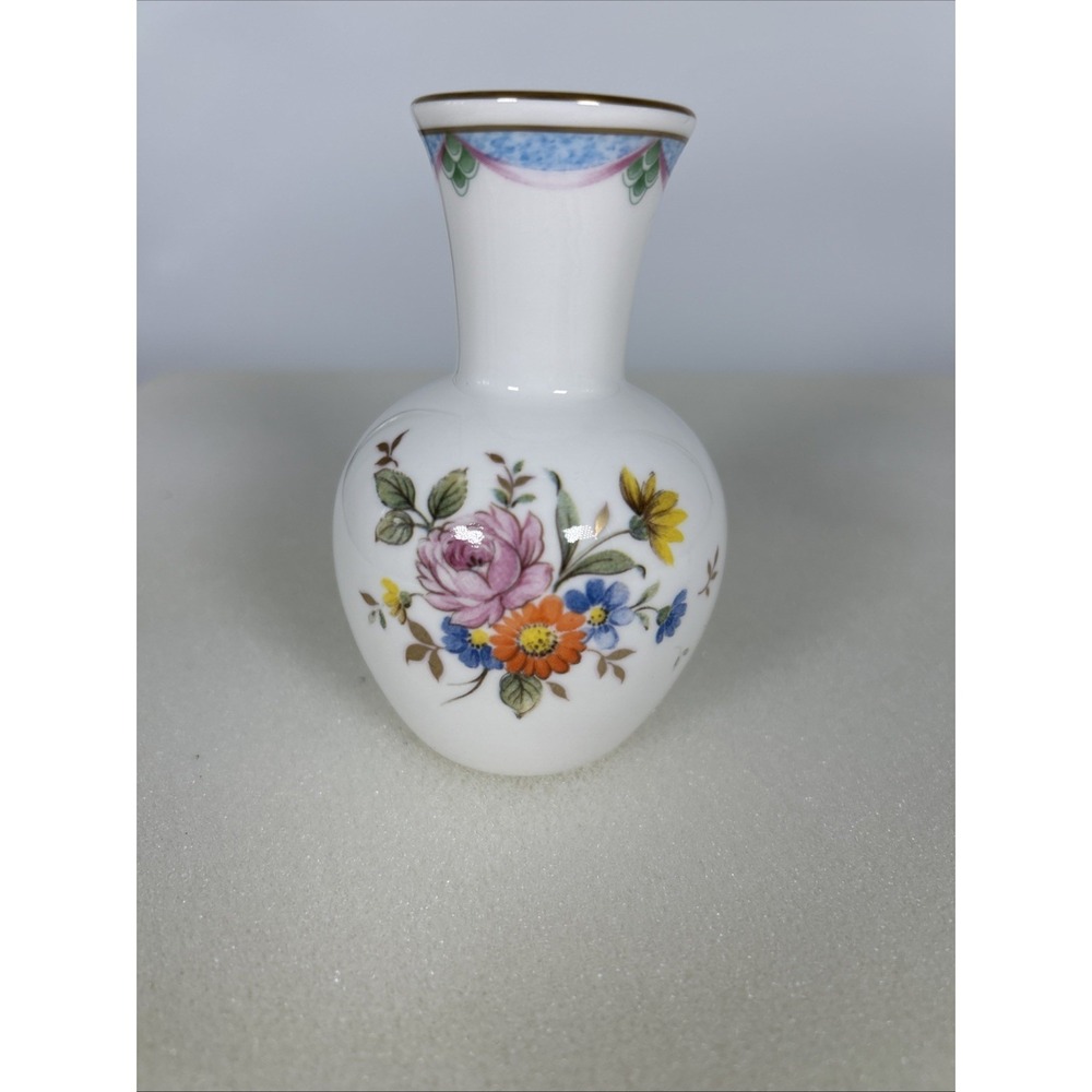 Vintage Christopher Stuart Bud Vase Bone China‎ 80s Pink Floral